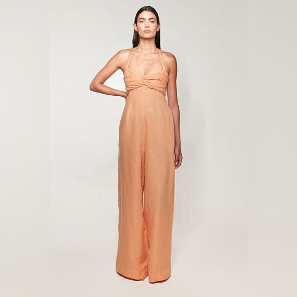 S/W/F Sweetheart Peach Linen Jumpsuit Size XS - Picture 6 of 12